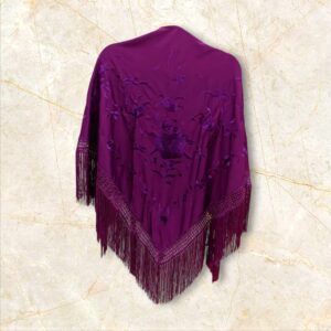 Mantoncillo Berenjena Bordado Flor a Tono