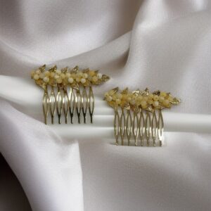 Peinecillo Ramita Bolitas Beige - Crema